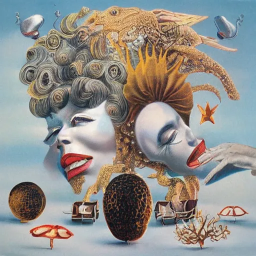 Image similar to a Grammy-Nominated Surrealist album cover, 1980