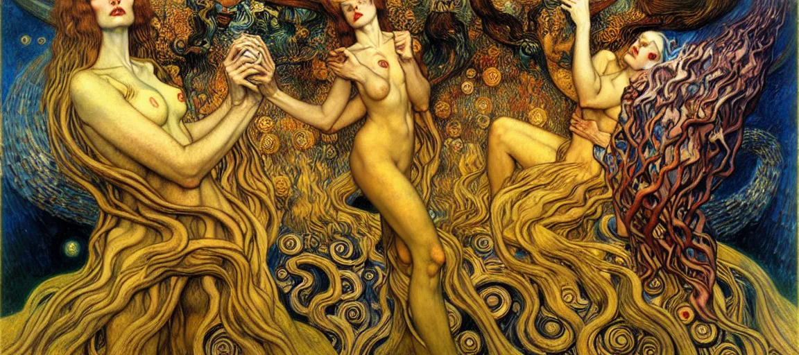 Image similar to Divine Chaos Engine by Karol Bak, Jean Delville, William Blake, Gustav Klimt, and Vincent Van Gogh, symbolist, visionary