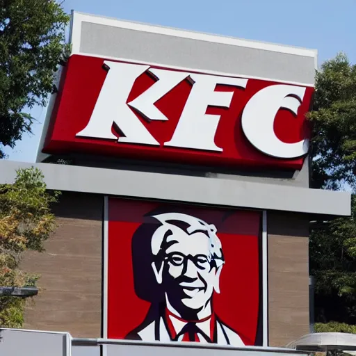 Prompt: exterior of a KFC cathedral