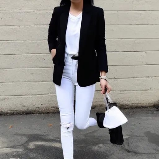 Black blazer outlet and white pants