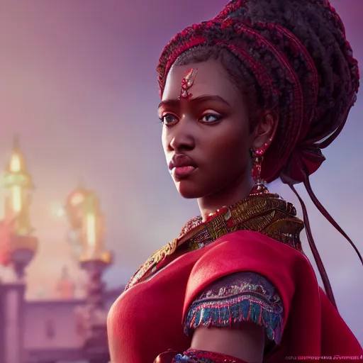 Image similar to wonderful princess of ruby with dark skin, ornate 8 k gorgeous intricate detailed, accent lighting, dramatic light, octane render