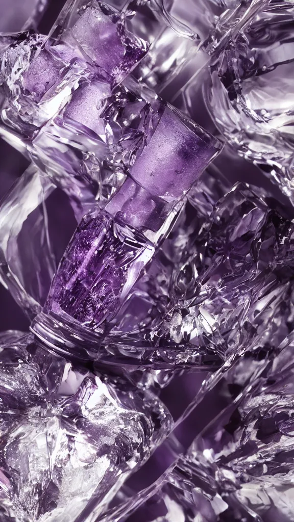 Prompt: close up shot of premium purple coloured perfume, ultra detail, cinematic lighting, hd artstation, symmetrical, rendered, 4k