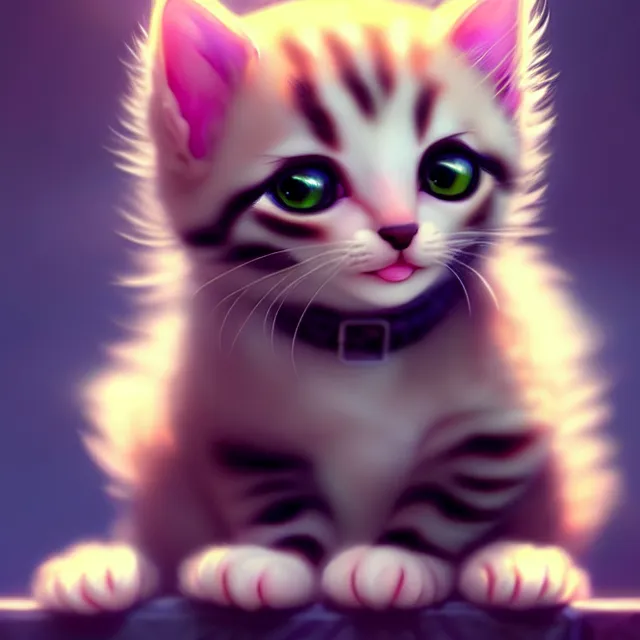 Prompt: an unbelievably cute kitten, trending on artstation, cgsociety, wlop, Behance, pixiv, astonishing, impressive, outstanding, epic, cinematic, stunning, gorgeous, concept artwork, much detail, much wow, extraordinary masterpiece!!!!!