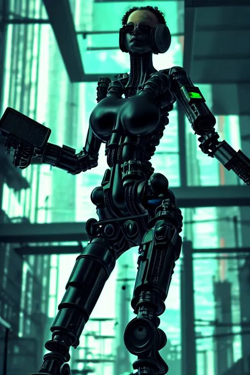 Image similar to cyberpunk day, abstract black oil, gear mecha, beautiful woman body, detailed acrylic, grunge, intricate complexity, rendered in unreal engine