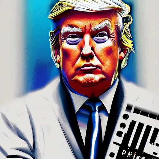 Image similar to very detailed portrait of donald trump cyberpunk style, sharp focus, detailed, coherent