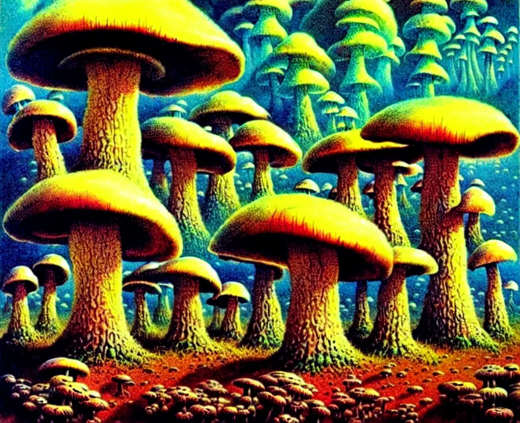 Image similar to amazing mushroom landscape by bruce pennington,