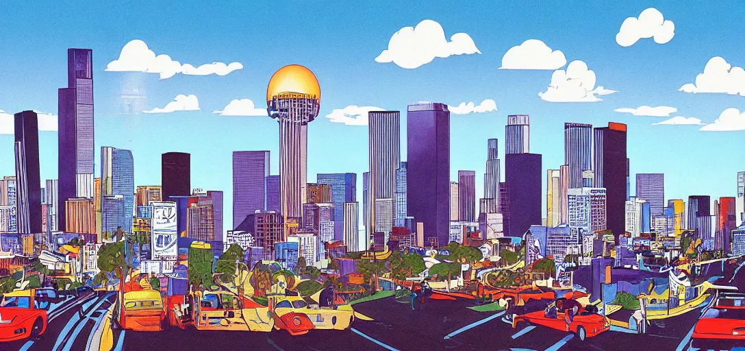 Image similar to concept illustration art for los angeles skyline by lou romano and dice tsutsumi