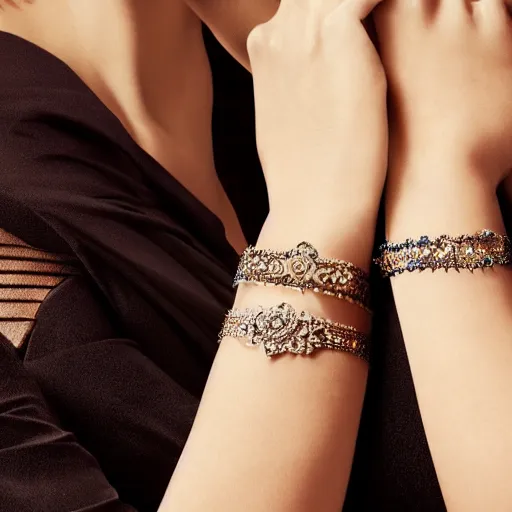 Prompt: a bracelet, intricate details, designed by swarovski, advertising photography