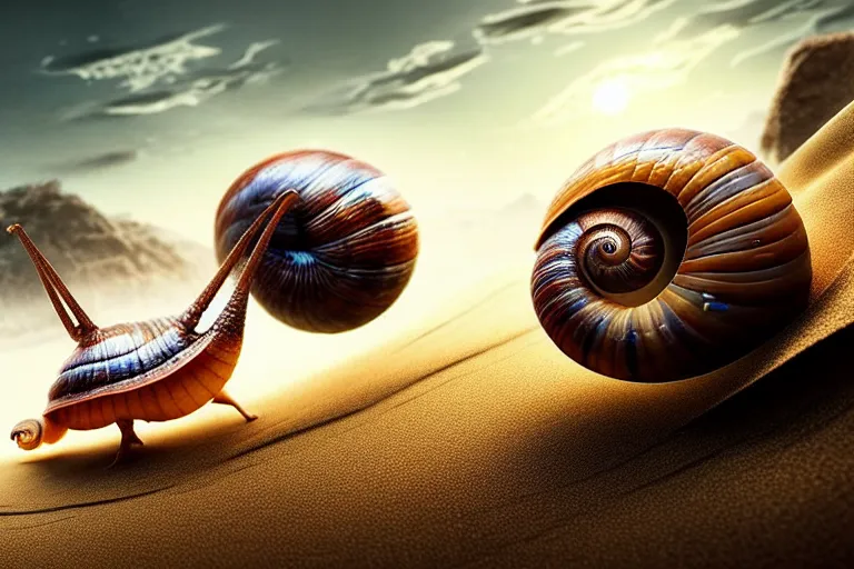 Prompt: epic professional digital art of a heroic snail pushing a marble up a sand hill,, best on artstation, cgsociety, wlop, Behance, pixiv, astonishing, impressive, outstanding, epic, cinematic, stunning, gorgeous, much detail, much wow,, masterpiece.