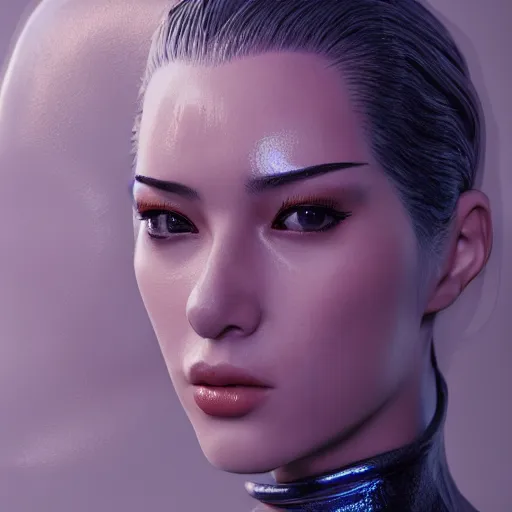 Image similar to a 3 d render of a female wearing a latex suit, trending on artstation, artstationhd, artstationhq, octane render, unreal engine, beautiful! coherent!, intricate, elegant, highly detailed, perfect face, artwork by tooth wu and wlop and beeple and greg rutkowski