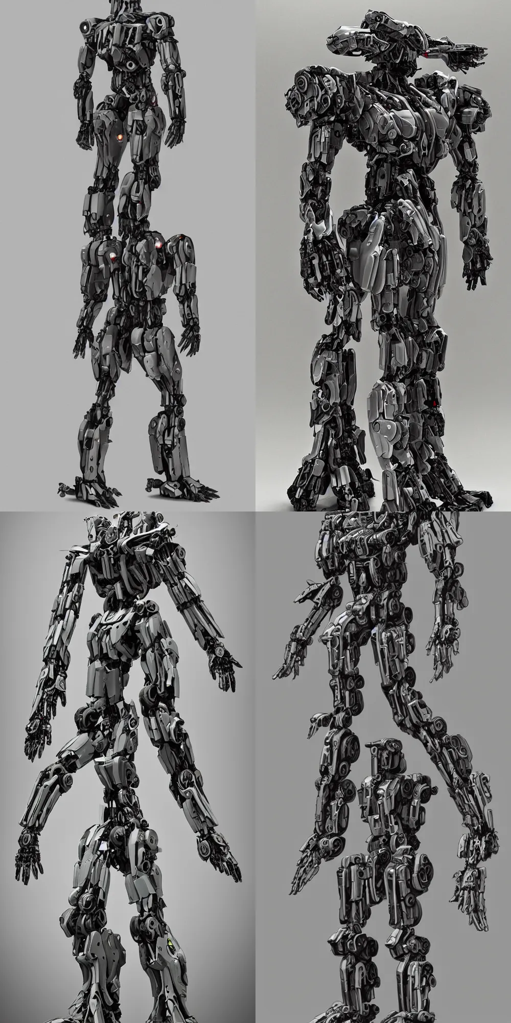 Prompt: full body humanoid detailed mecha by vitaly bulgarov