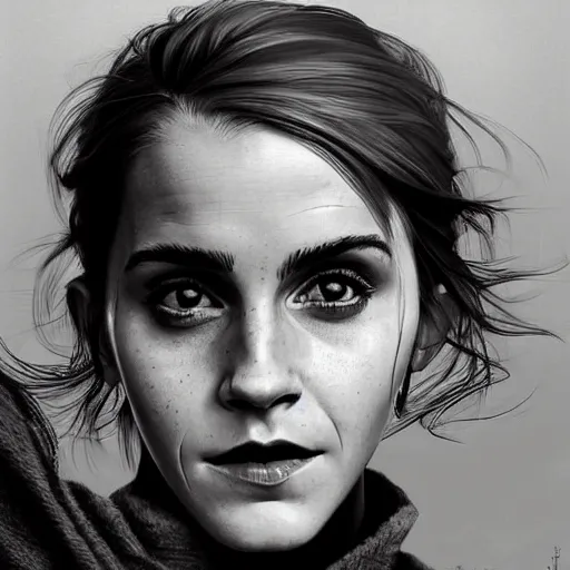 Image similar to Very funny Emma Watson looking like an old monkey, colorful painting on grey scale face, powerful , magic, thunders, dramatic lighting, intricate, wild, highly detailed, digital painting, artstation, concept art, smooth, sharp focus, illustration, art by artgerm and greg rutkowski and alphonse mucha, footage