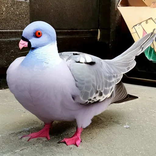 Image similar to anthropomorphic carrier pigeon cosplaying as jim carrey