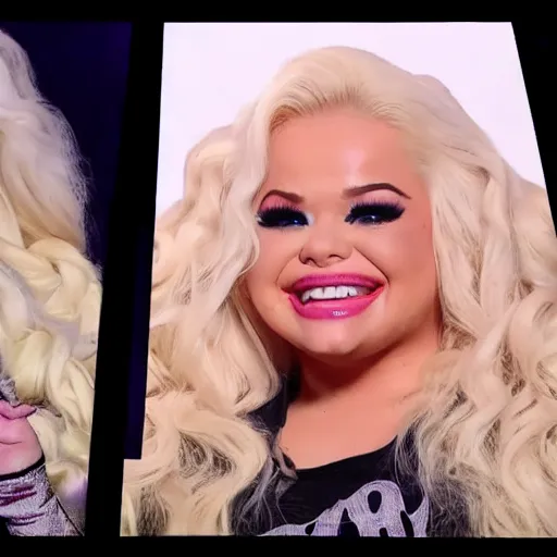 Image similar to medium shot of trisha paytas mental breakdown, mess, award winning,