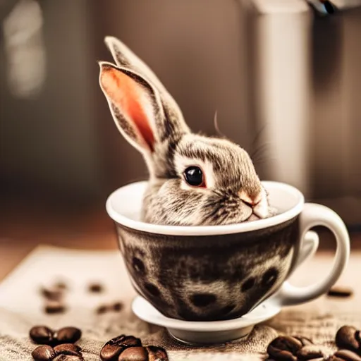 Image similar to rabbit sitting in coffee cup