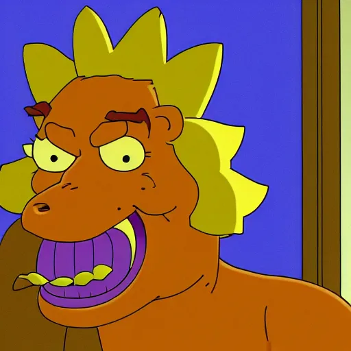 Prompt: a lion transformed in the series the simpsons