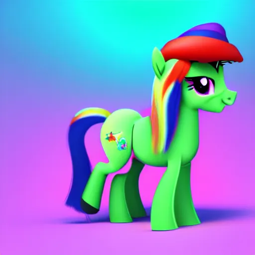 Image similar to stoner pony from my little pony, marijuana themed, art, smoke everywhere, colorful, 3 d, render, blender 3 d, soft lighting, floaty