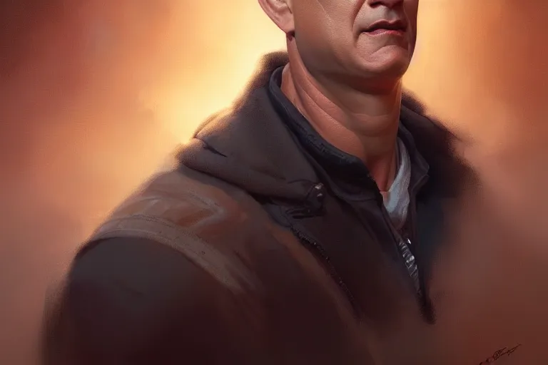 Image similar to a portrait of tom hanks as a lamb shank, hyper detailed, digital art, artstation, cinematic lighting, studio quality, smooth render, by artgerm, greg rutkowski, boris vallejo, craig mullins