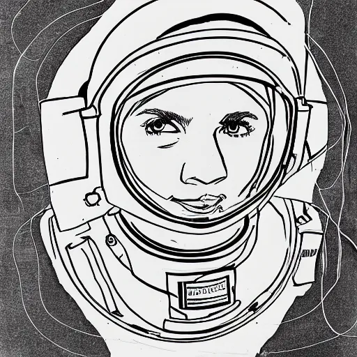 Prompt: portrait of an astronaut, mcu, drawn with a single line, line drawing, art, minimalist, continuous line drawing, sakura pigma micron,