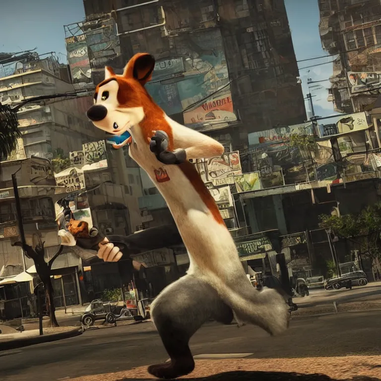 Image similar to max payne 4 set in zootopia