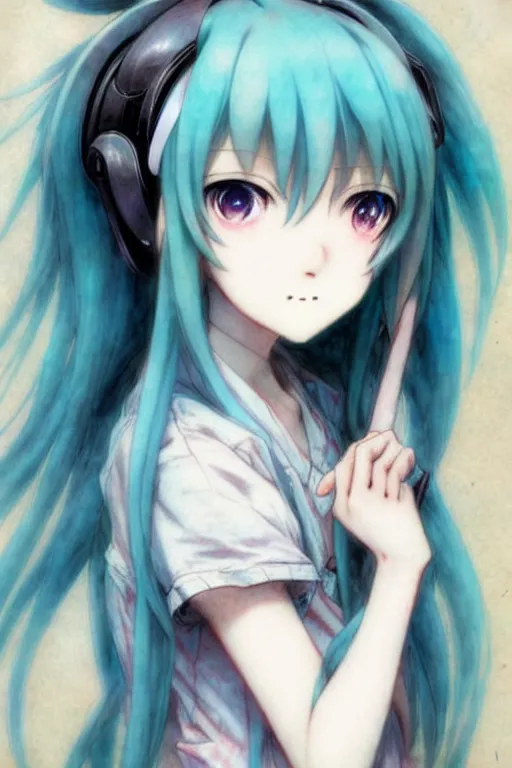 Image similar to ( ( ( ( ( real girl hatsune miku. muted colors. ) ) ) ) ) by jean - baptiste monge!!!!!!!!!!!!!!!!!!!!!!!!!!!