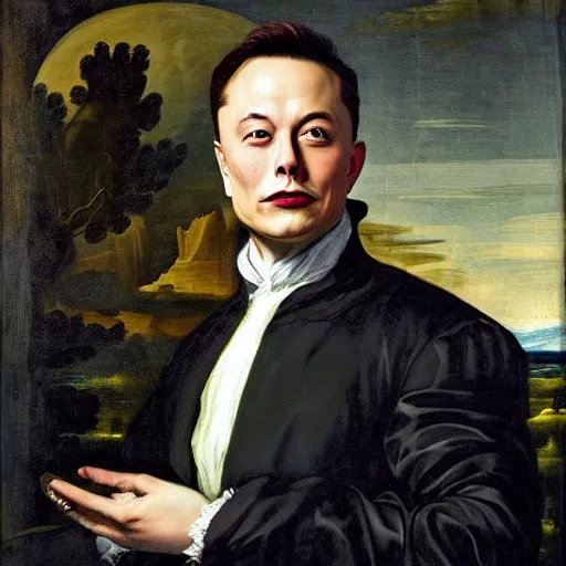 Prompt: that time elon musk reincarnated into another world as an aristocrat, renaissance painting, dark fantasy, HD