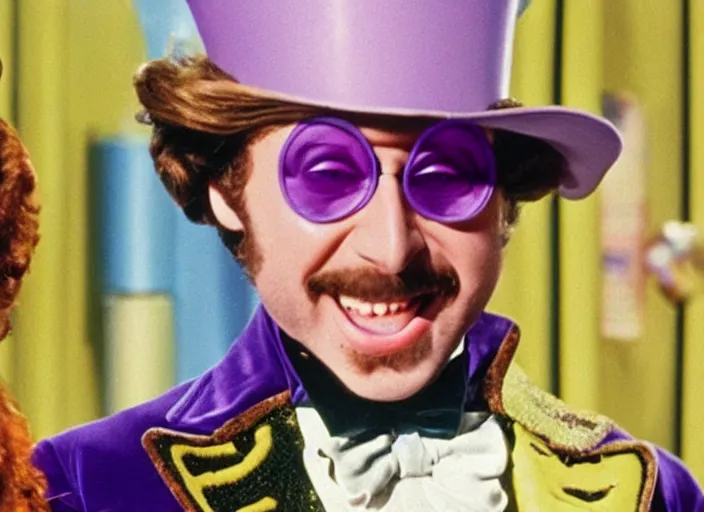 Image similar to film still of Post Malone as Willy Wonka in Willy Wonka and the Chocolate Factory 1971