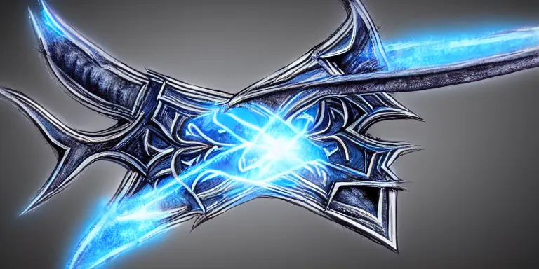 Prompt: glacier warrior bow, blue snow theme bow, fantasy bow of warrior, armored bow, glacier coloring, epic fantasy style art, fantasy epic digital art, epic fantasy weapon art