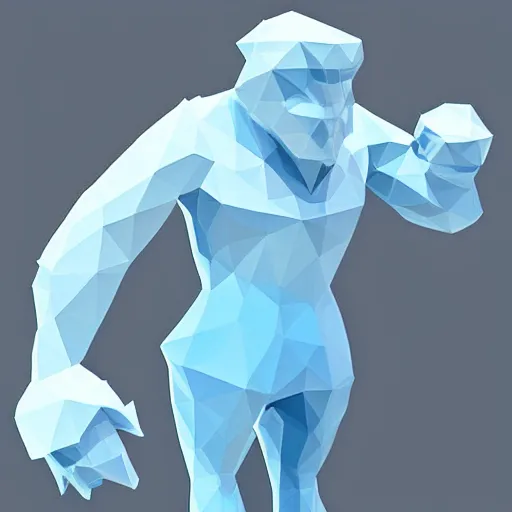 Image similar to low poly ice monster, concept art,