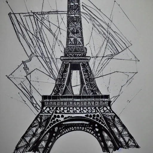 Image similar to the eiffel tower drawn like starry night