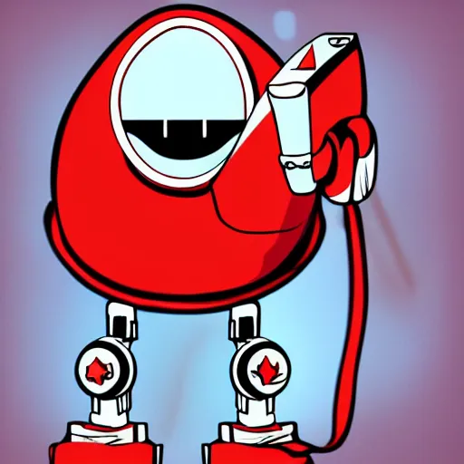 Image similar to cute communist robot , anime, illustration