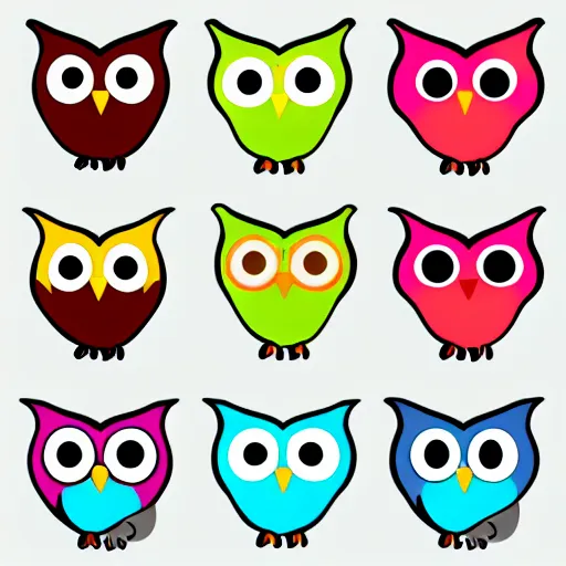 Prompt: vector cute owl profile line logo 8 k