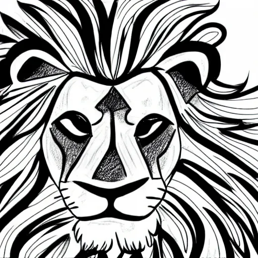 Prompt: A lion drawn in cartoon style, coherent drawing, sharp focus