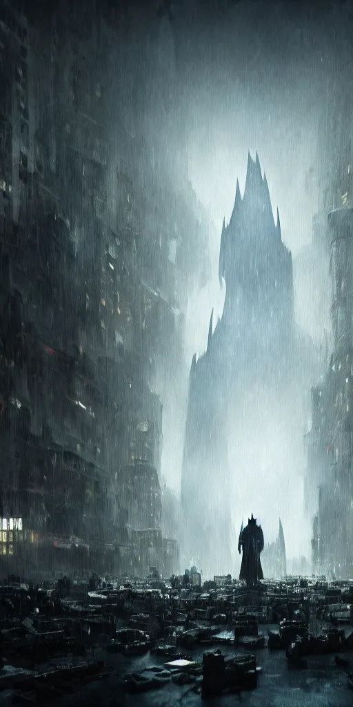 Image similar to concept art for the dark knight movie directed by christopher nolan, abstract people in frame, imax, photorealistic, octane render, unreal engine, 8 k, volumetric lighting, super detailed