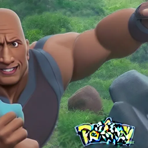Image similar to dwayne the rock johnson as pokemon go pokemon screenshot from pokemon go