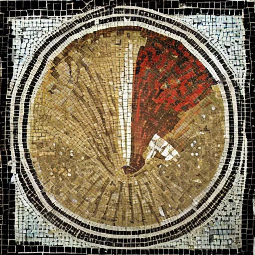 Image similar to the first landing on the moon, roman mosaic