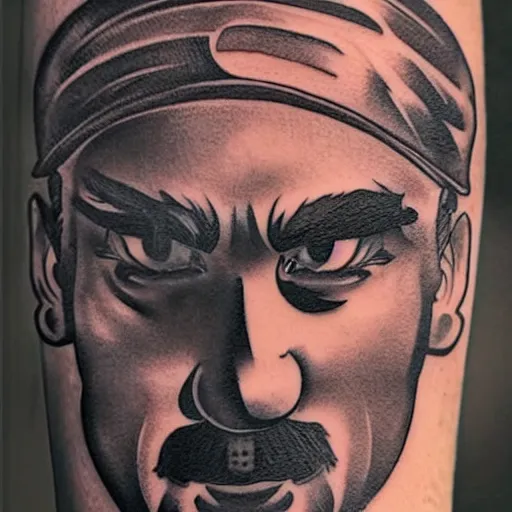 Prompt: tattoo design, stencil, portrait of mario from mario brothers by artgerm