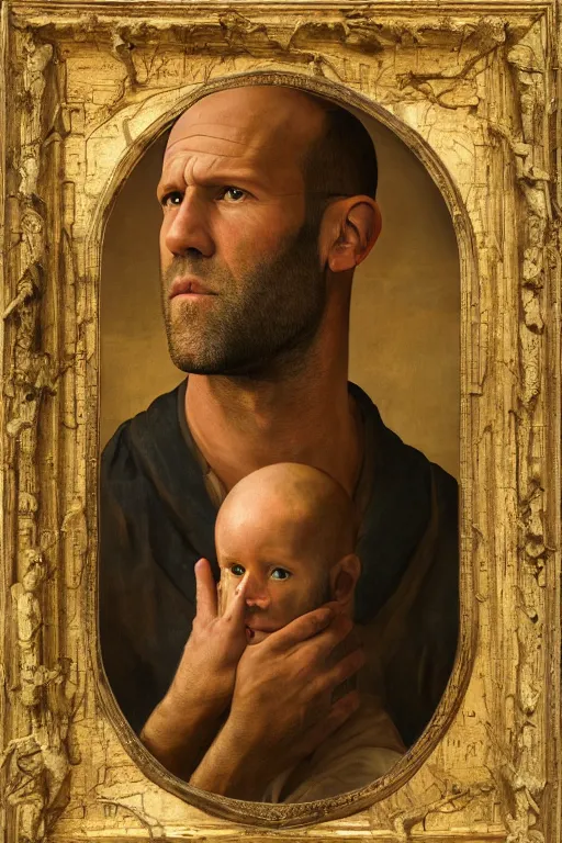 Image similar to a portrait from jason statham, renaissance painting