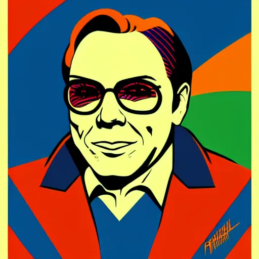 Image similar to individual francois legault portrait retro futurist illustration art by butcher billy, sticker, colorful, illustration, highly detailed, simple, smooth and clean vector curves, no jagged lines, vector art, smooth andy warhol style