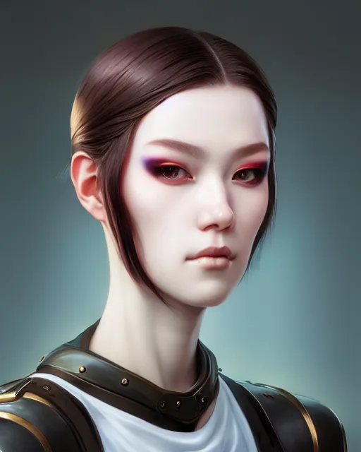 Prompt: face closup portrait view of pale skin beauty, full body armor, paint by ilya kuvshinov and ross tran and karol bak and stanley lau and anna dittmann and artgerm and xiaoguang sun and tian zi