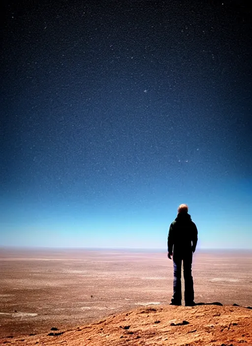 Image similar to standing on earth, looking out into the vastness of space