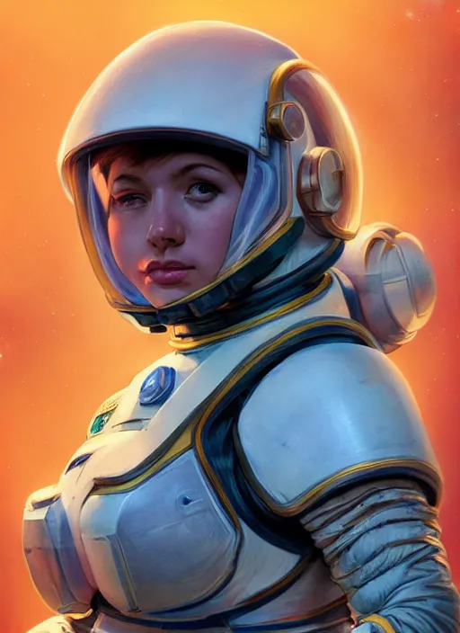 Prompt: hyper realistic photography, space paladin crusader astronaut girl, full body, rule of thirds, human proportion, good anatomy, beautiful face, conceptart, saturated colors, cinematic, juan gimenez, redshift, octane