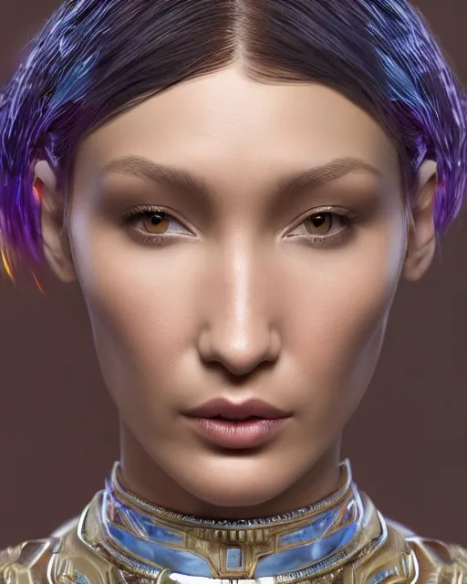 Prompt: a highly detailed metahuman 8 k close up render of bella hadid salvador dali style trending on artstation made in unreal engine 4