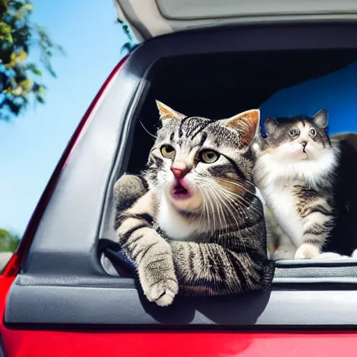 Image similar to cat on back seat of a car, enjoys travelling,