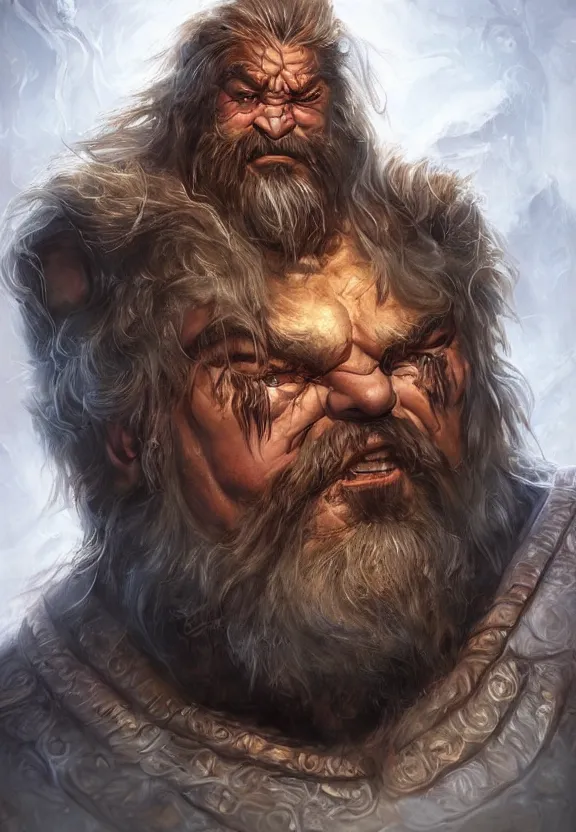 Image similar to a higly detailed airbrush full body shot and face portrait painting of a grim brute male dwarf male character, dynamic lighting, ambient lighting, deviantart, art by artgerm and simon bisley and karol bak