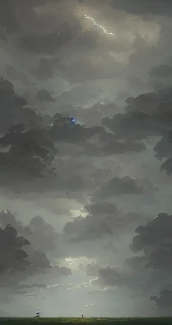 Image similar to A thunderstorm in the prairie, by Studio Ghibli and Greg Rutkowski, artstation