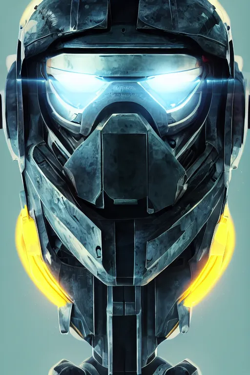 Image similar to robot ninja mask helmet halo master chief radiating a glowing aura global illumination ray tracing hdr fanart arstation by ian pesty and katarzyna da „ bek - chmiel