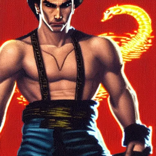 Image similar to portrait of daniel day - lewis in double dragon video game splash screen