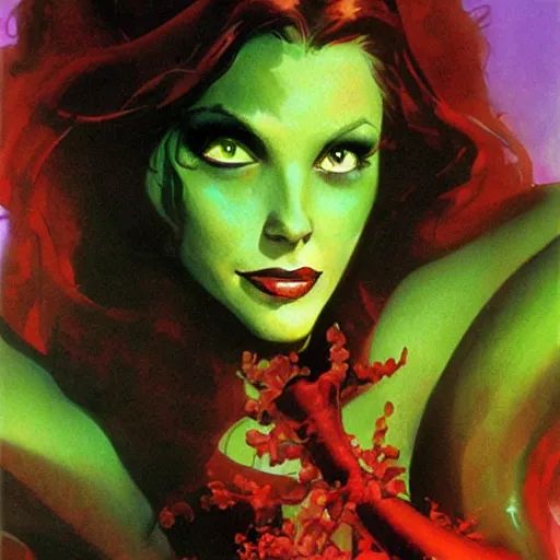 Prompt: poison ivy from batman, painting by Peter Andrew Jones