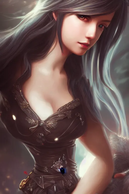 Image similar to Rinoa heartilly, fantasy, intricate, elegant, highly detailed, digital painting, artstation, concept art, matte, sharp focus, illustration